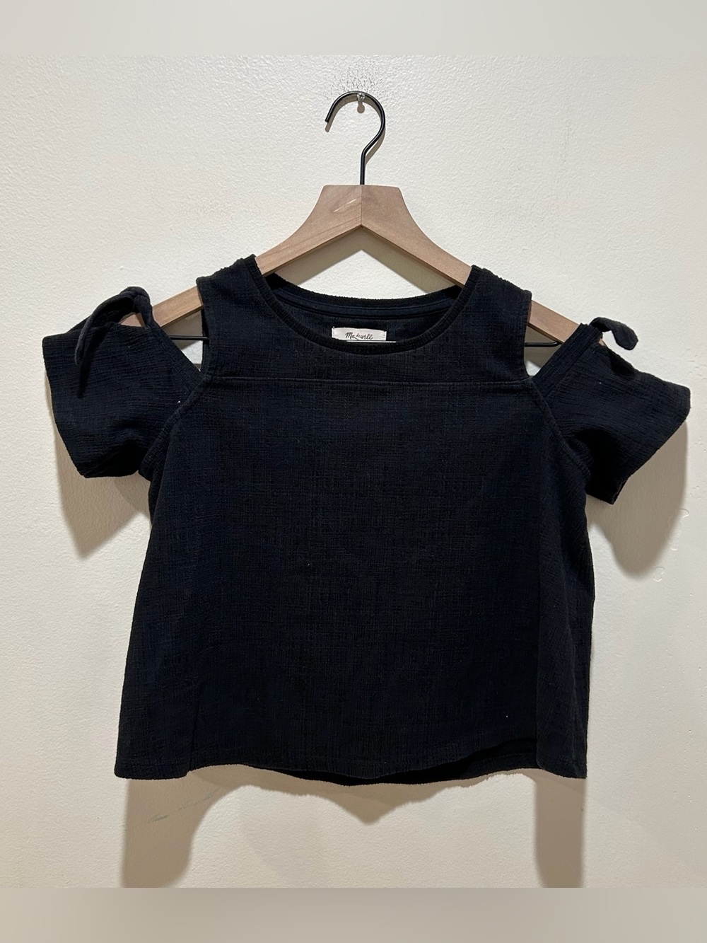 Madewell Skylar Cold Shoulder Black Babydoll Top - Women’s Size XXS